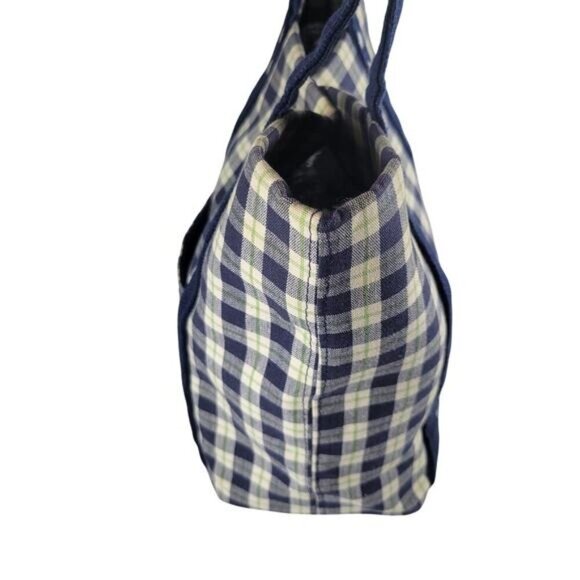 Longaberger Homestead 100% Cotton Small Blue Plaid Tote Bag Lined - Picture 6 of 9